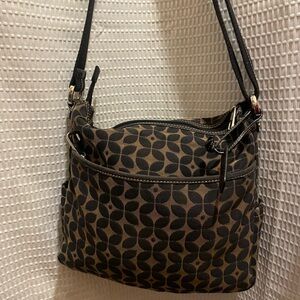 Fossil Brown and Black Crossbody Bag with Geometric Design